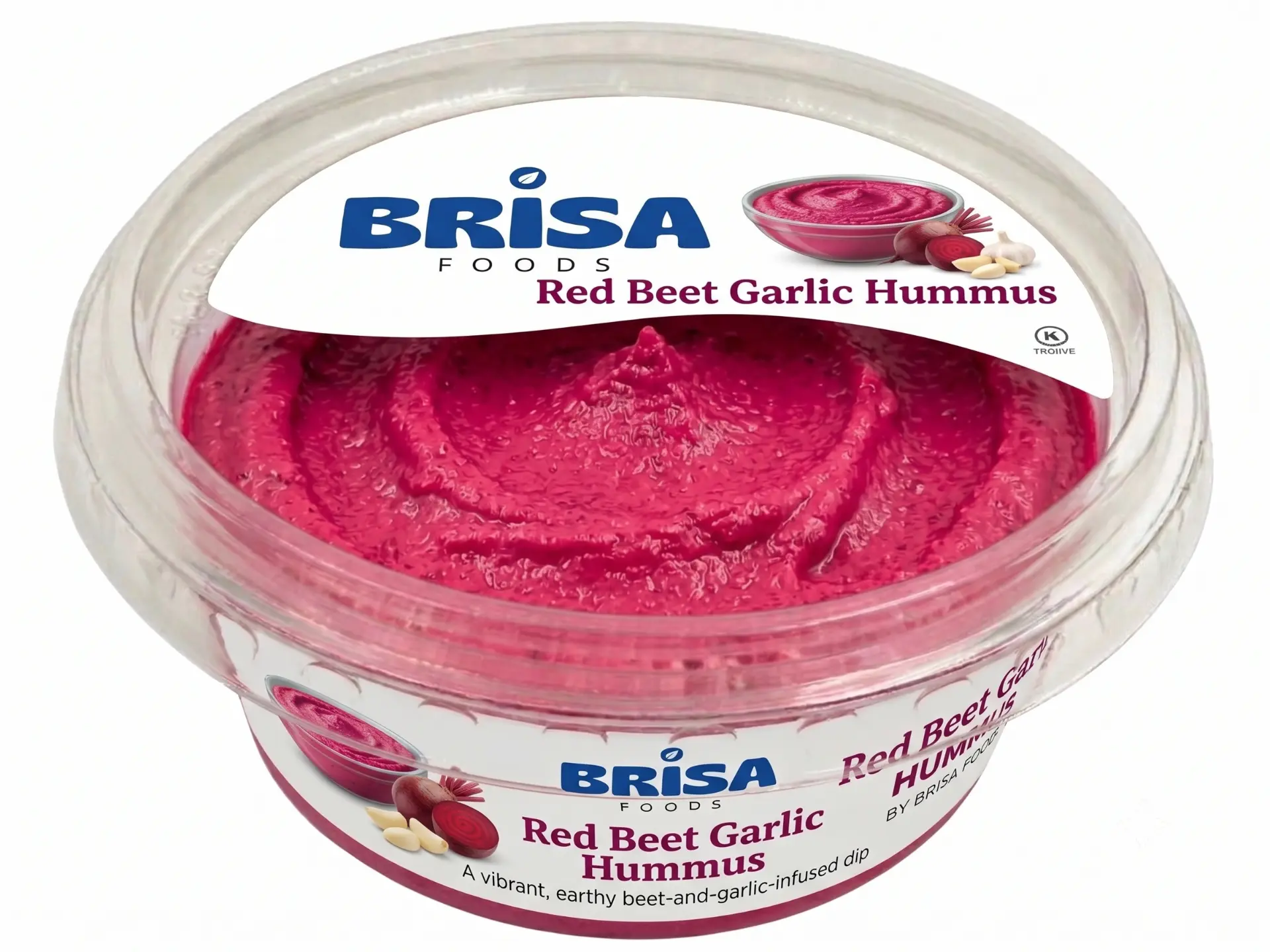 Brisa Foods Red Beet Garlic hummus tub